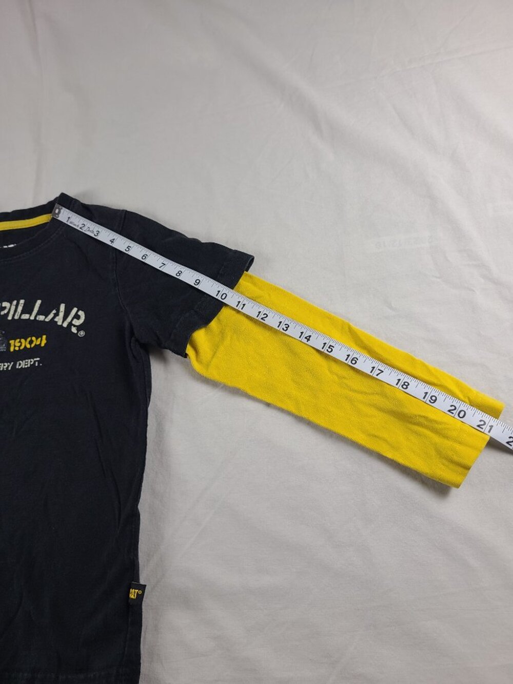 Caterpillar Long Sleeve Shirt Boys 8 Black & Yellow - Picture 8 of 11